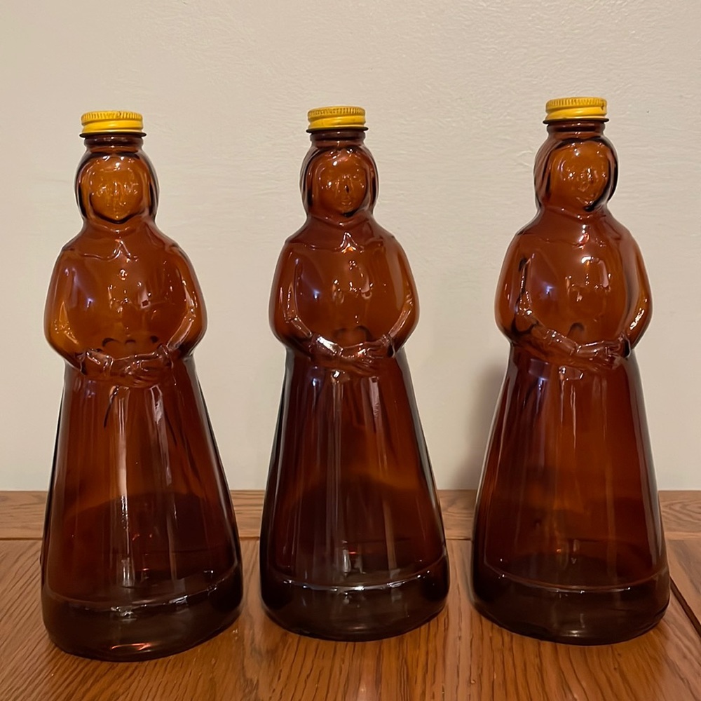 Set of 3 Mrs Butterworth glass bottles